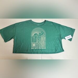 Hurley Threshold RX Crop Tee Green Women’s Size Large NWT